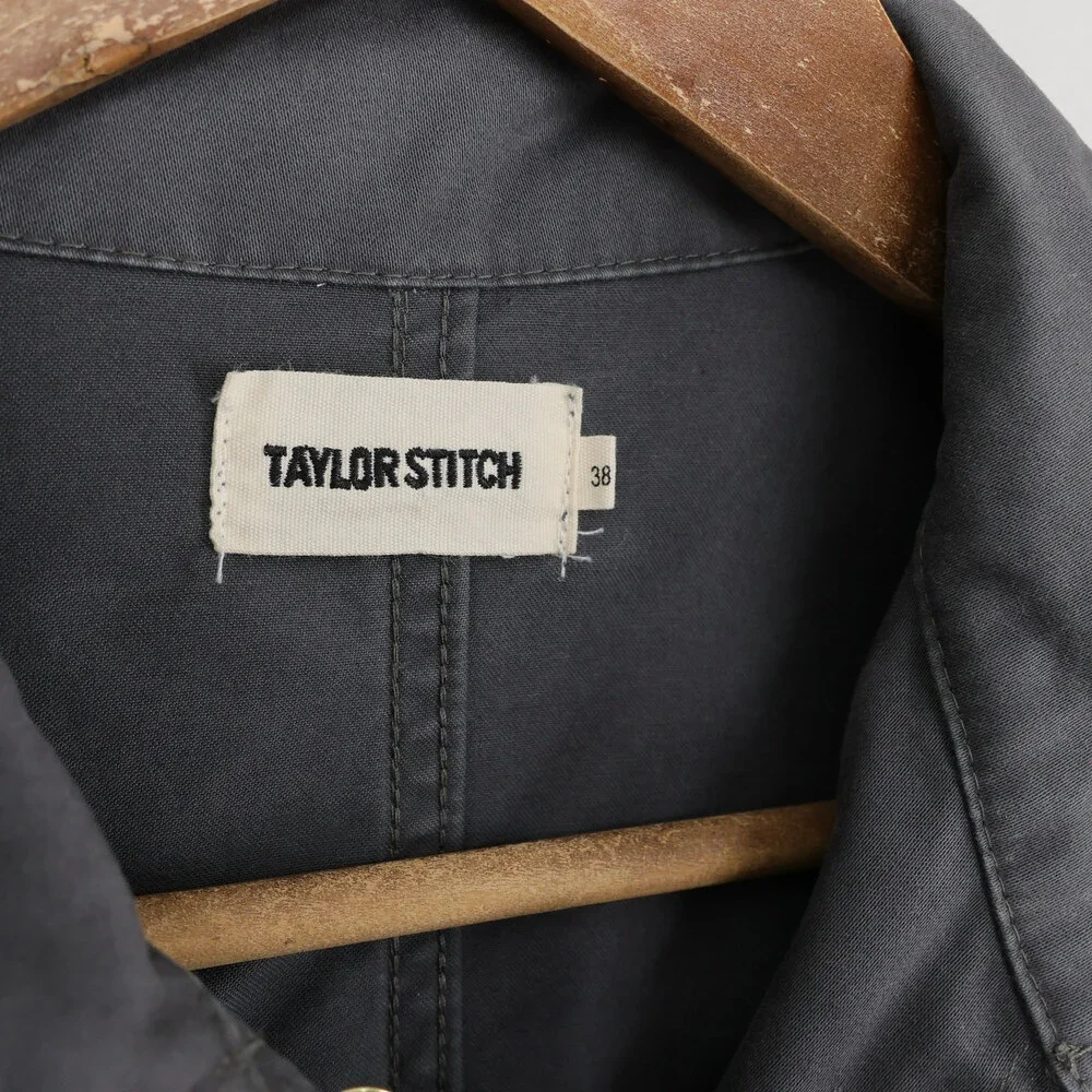 Taylor Stitch Ojai Jacket Mens 38 Small Gray Chore Coat Cotton Button Up Utility